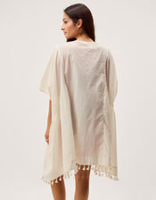 Astrid Tassel Embellished Mini Kaftan, White (WHITE), large