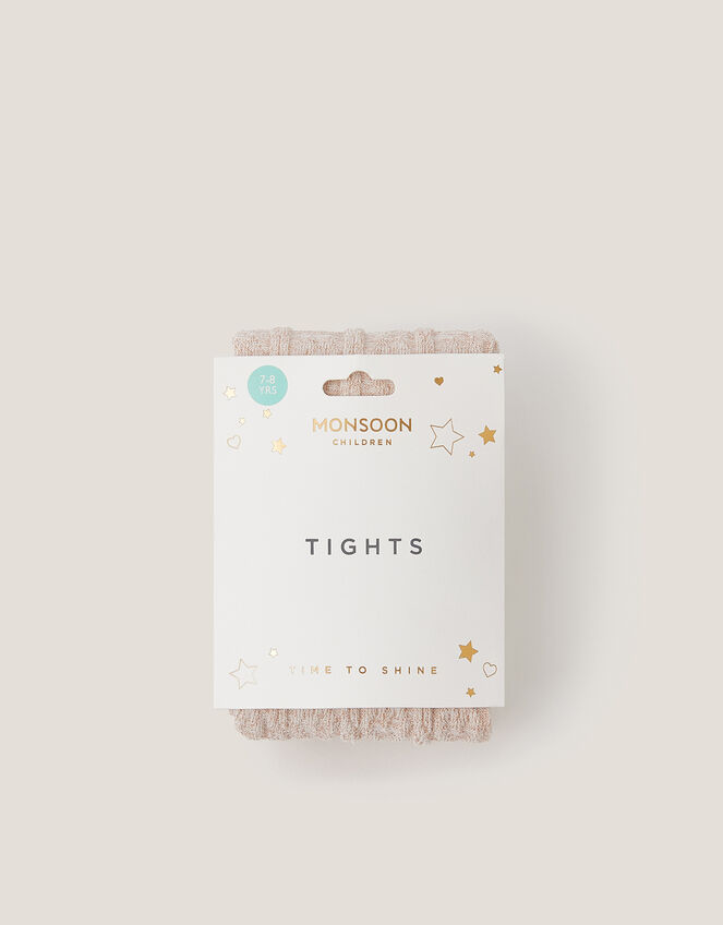 Cable Heart Glitter Tights, Pink (PINK), large