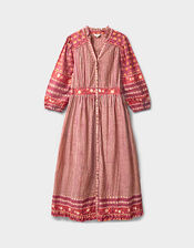 East Devyn Hand Woodblock Cotton Dress, Pink (PINK), large