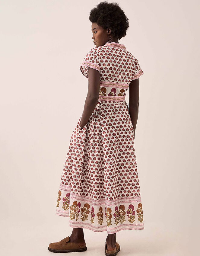 East Karmen Hand Woodblock Cotton Dress, Pink (PINK), large