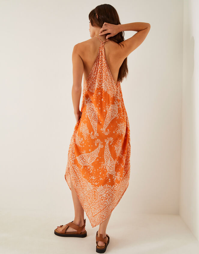 Madison Paisley Handkerchief Midi Dress, Orange (ORANGE), large