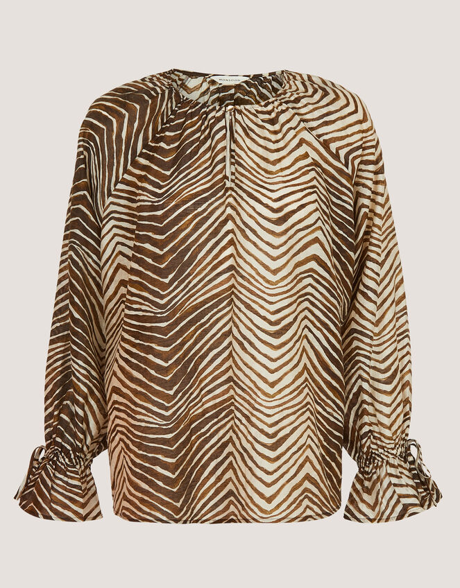 Pippa Animal Print Blouse, Green (KHAKI), large