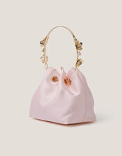 Floral Metal Handle Bag, Pink (PINK), large