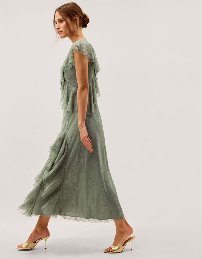 Alda Ruffle Lace Midi Dress, Green (SAGE), large