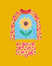 Frugi Rachel Rash Vest & Shorts Swim Set, Yellow (YELLOW), large