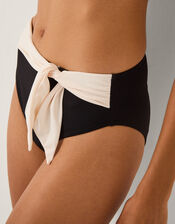 Sabrina Two Tone High Waist Bikini Bottoms, Black (BLACK), large