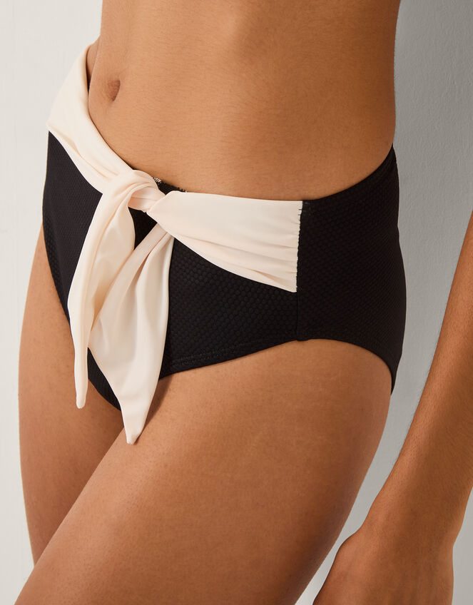 Sabrina Two Tone High Waist Bikini Bottoms, Black (BLACK), large