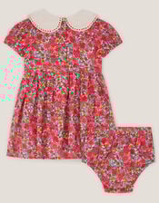 Baby Floral Puff Sleeve Dress & Knickers Set, Pink (PINK), large