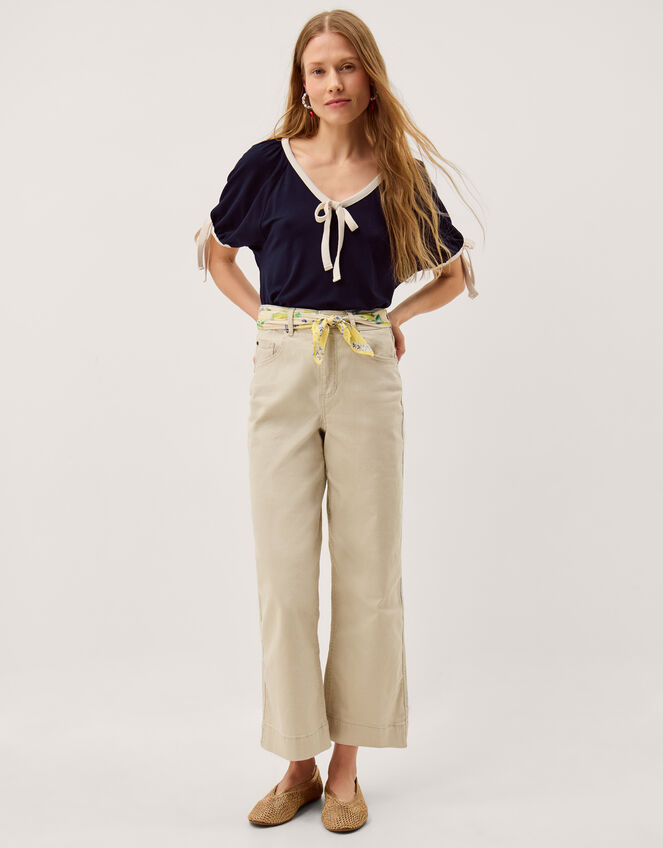 Taylor Contrast Bow Jersey T-Shirt, Blue (NAVY), large