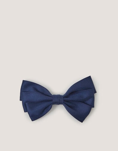 School Bow Hair Clip, Blue (NAVY), large