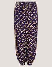Clover Print Balloon Trousers, Blue (NAVY), large