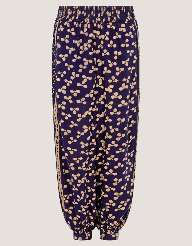 Clover Print Balloon Trousers, Blue (NAVY), large