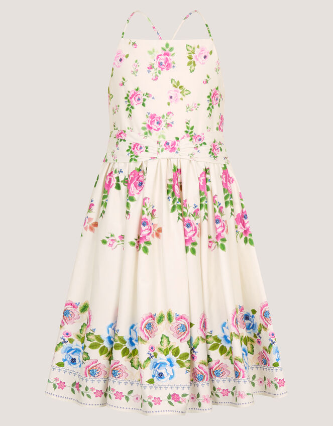 Rose Border Print Party Dress, Multi (MULTI), large