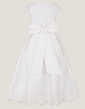 Lola Bow Lace Trim Communion Dress, White (WHITE), large