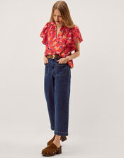 Libby Floral Print Jersey Top, Red (RED), large