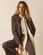 Gracie Check Print Jacket, Brown (BROWN), large