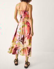 Iris Floral Print Bandeau Midi Dress, Orange (CORAL), large