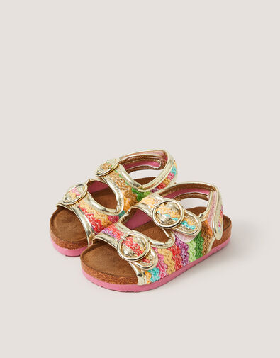 Baby Rainbow Stripe Sandals, Multi (MULTI), large