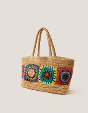 Pippa Crochet Raffia Beach Bag, , large
