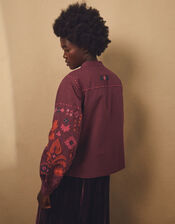 East Joseline Floral Embroidered Blouse, Red (BURGUNDY), large