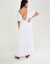 Crochet Trim Dress, White (WHITE), large