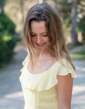 Lyrical Sisters Frill Tiered Maxi Dress, Yellow (YELLOW), large