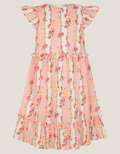 Frilly Floral Stripe Print Dress, Pink (PINK), large