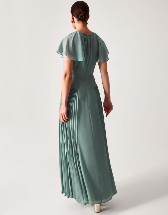 Madison Flutter Sleeve Pleated Bridesmaid Dress, Green (SAGE), large