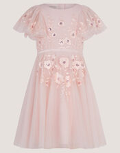 Oelene Floral Embroidered Skater Dress, Pink (PINK), large