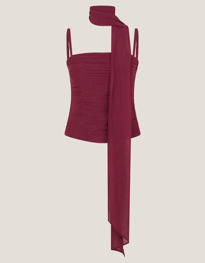 The India Edit Colette Ruched Bandeau Top & Scarf, Red (BURGUNDY), large