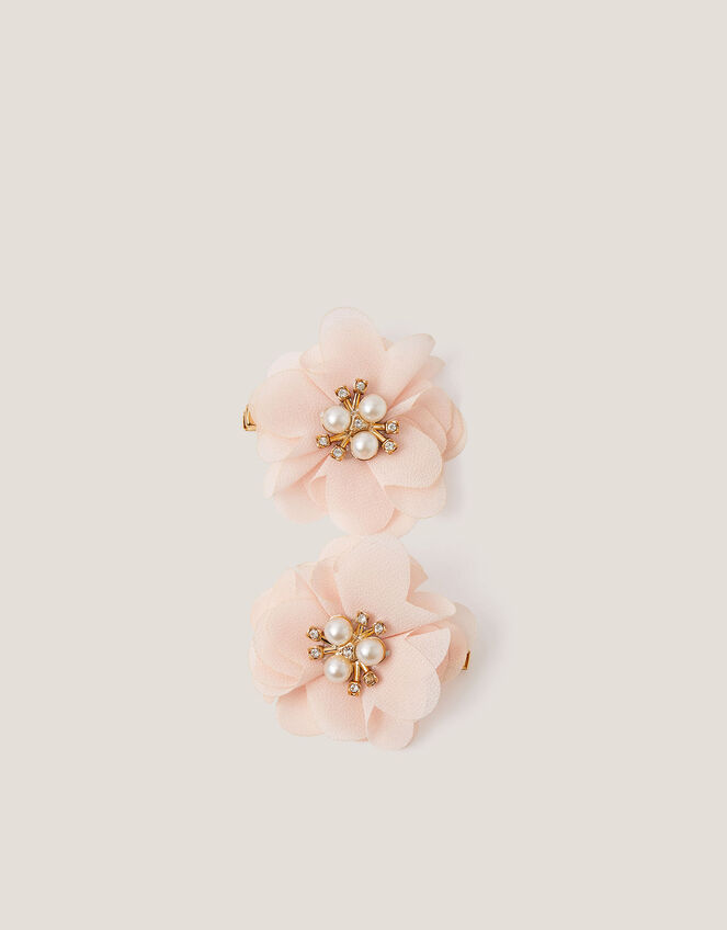 2-Pack Pearl Flower Hair Clips, Pink (PALE PINK), large