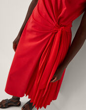Tilly Tie-Side Jersey Midi Dress, Red (RED), large