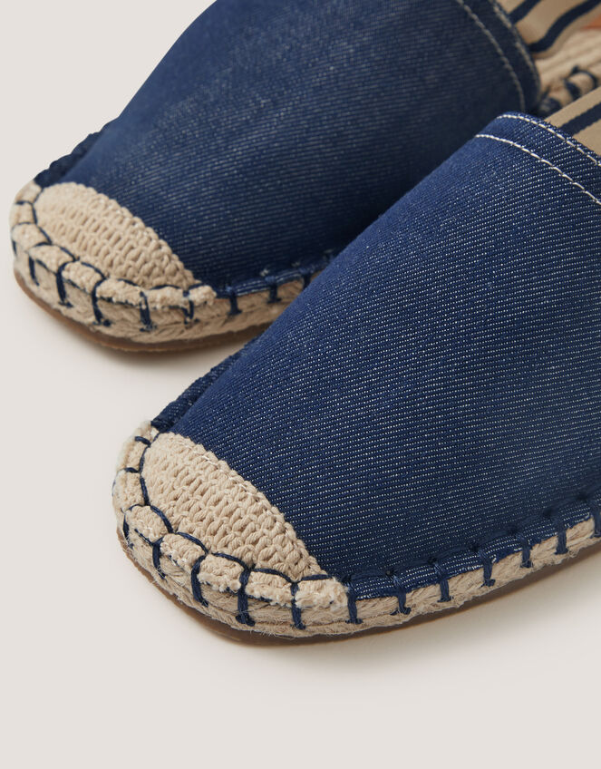 Fliss Stripe Chambray Espadrille Flats , Blue (BLUE), large