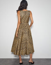 Sicily Fit and Flare Midi Dress, Brown (BROWN), large