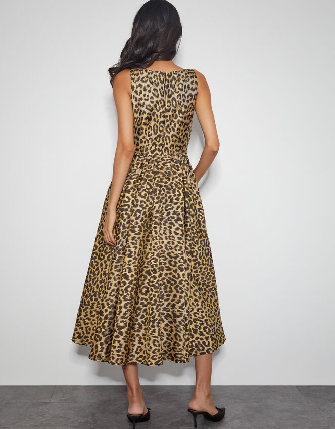 Sicily Fit and Flare Midi Dress, Brown (BROWN), large