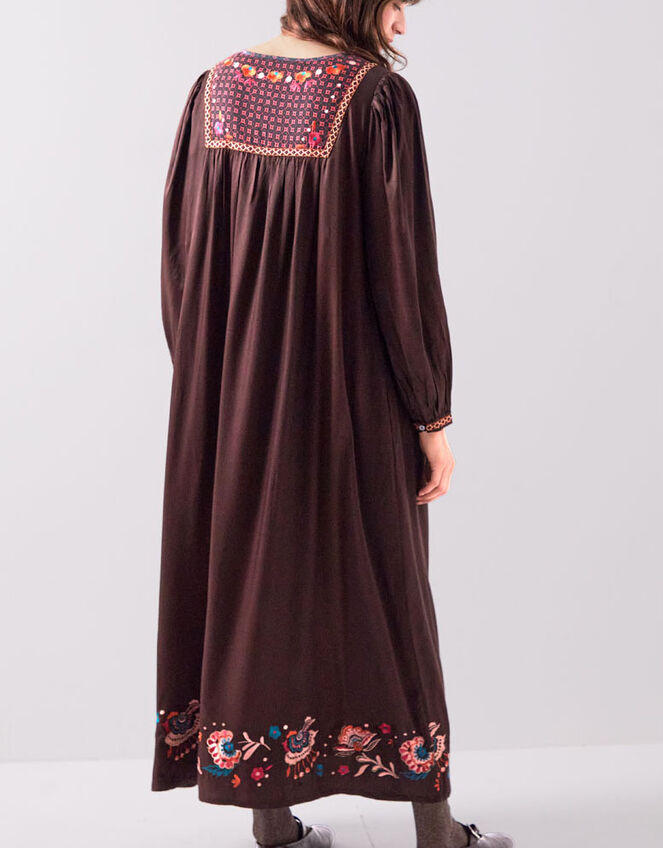 East Eliana Embroidered Midi Dress, Brown (BROWN), large