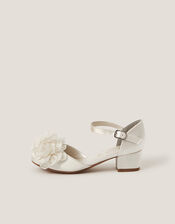 Corsage Satin Two-Part Heels, Ivory (IVORY), large