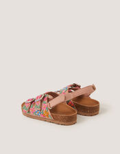 Floral Beaded Buckle Strap Sandals, Multi (MULTI), large