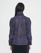 Antik Batik Tamari High Neck Paisley Blouse, Blue (NAVY), large