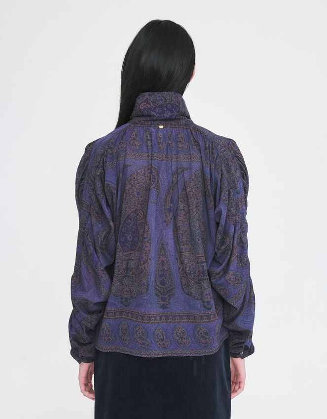 Antik Batik Tamari High Neck Paisley Blouse, Blue (NAVY), large