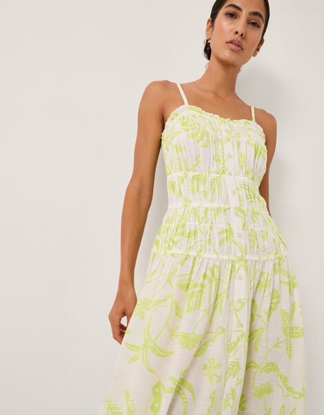 Adele Sleeveless Tropical Print Midi Dress, Green (LIME), large