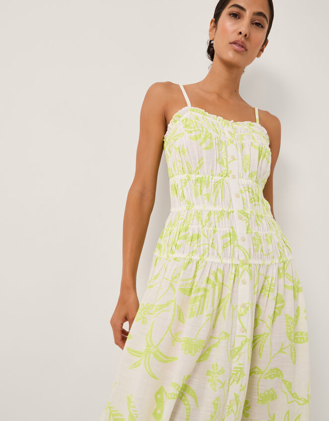 Adele Sleeveless Tropical Print Midi Dress, Green (LIME), large