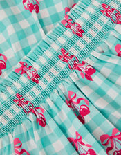 Gingham Cherry Skirt Set , Green (GREEN), large