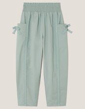 Lace Trim Barrel Trousers, Green (GREEN), large