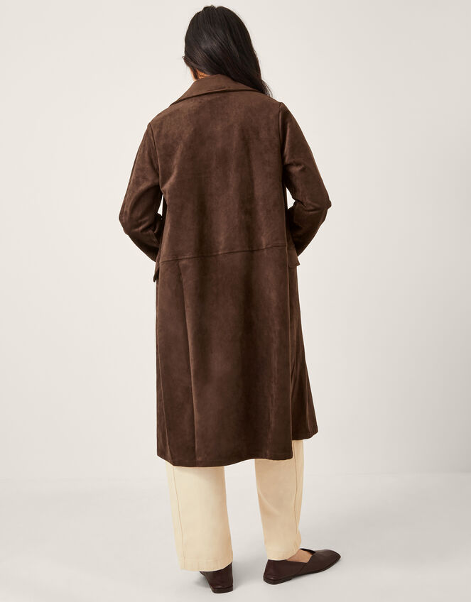 Tove Faux Suede Trench Coat, Brown (CHOCOLATE), large
