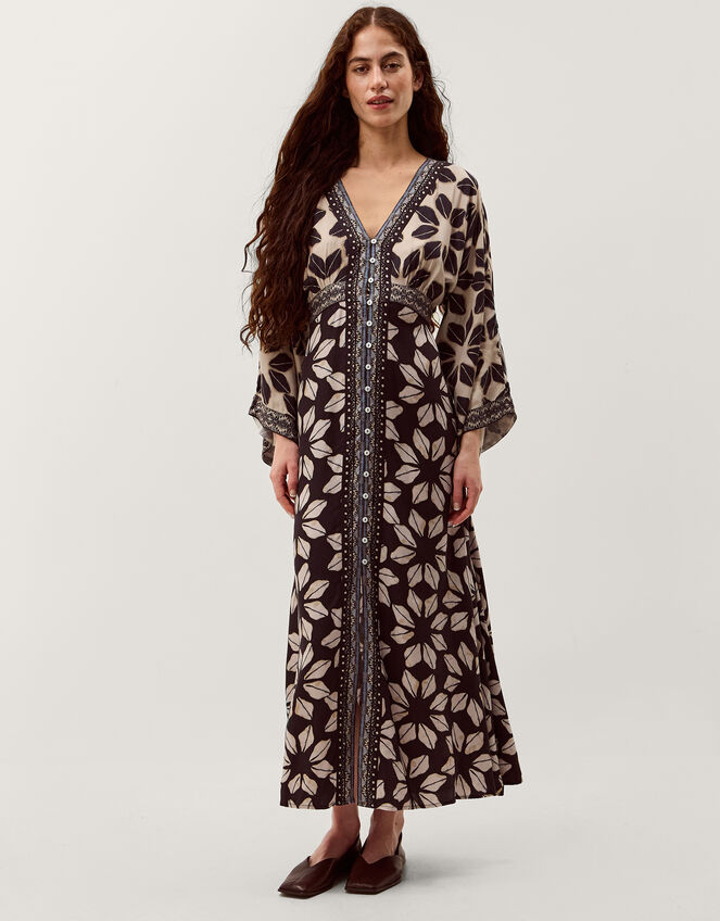 Ellison V-Neck Floral Print Midi Dress, Blue (NAVY), large