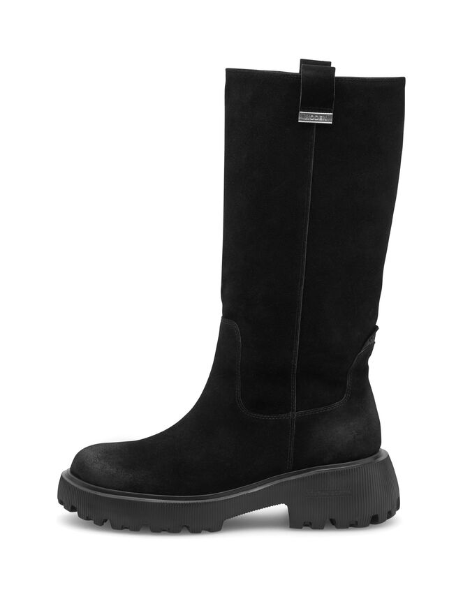 Woden Lea Suede Long Boots, Black (BLACK), large