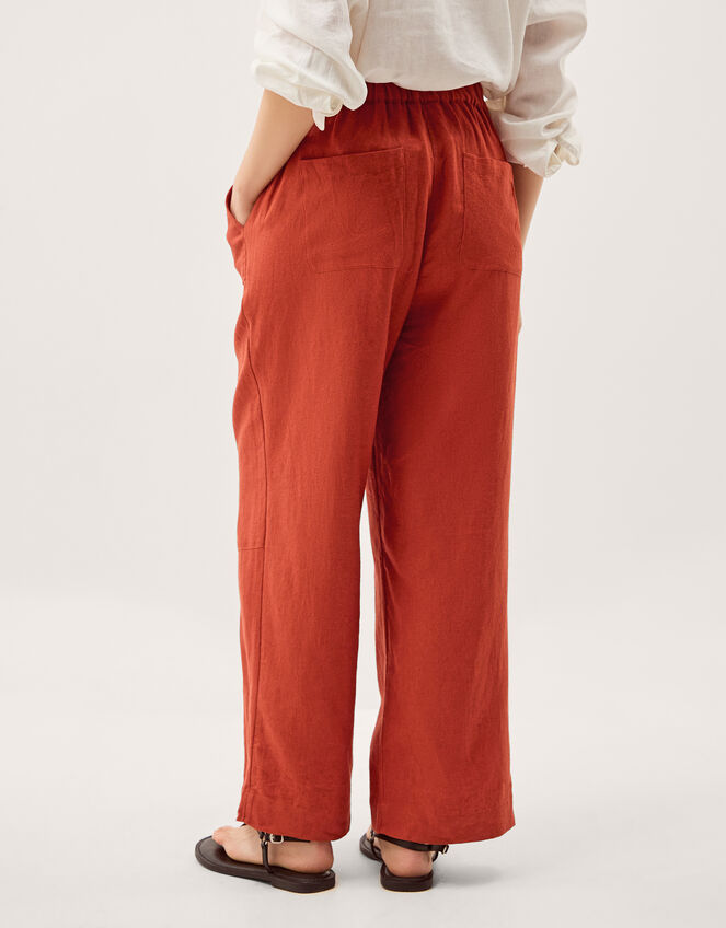 Jolie Straight Linen Blend Trousers, Orange (RUST), large