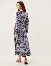 Thalia Palm Print Midi Dress, Blue (BLUE), large