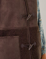 Teri Faux Shearling Duffle Gilet, Brown (CHOCOLATE), large